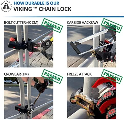 Cadeia de trava de bicicleta Viking de Seatylock com chave - motocicleta patenteada e bloqueio de bicicleta anti