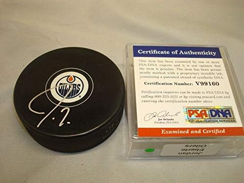 Jordan Eberle assinou o Edmonton Oilers Hockey Puck PSA/DNA CoA 1C - Pucks NHL autografados