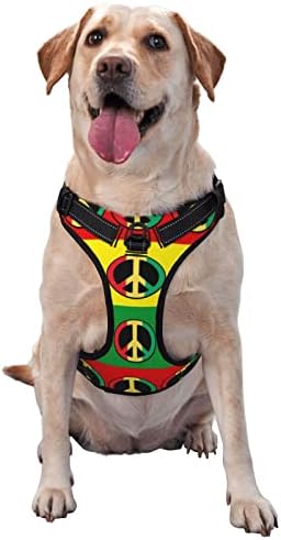 Arnês de cachorro rasta sinalização de paz pet pet ajustável arnês de colete médio