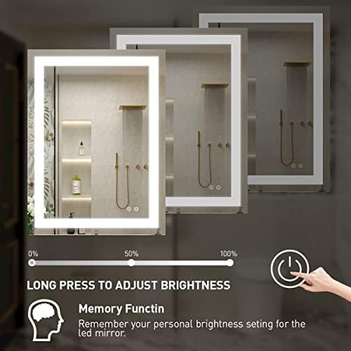 FTOTI 24 x 32 polegadas Mirror LED, espelho de banheiro iluminado com luzes, espelho de vaidade sem moldura,