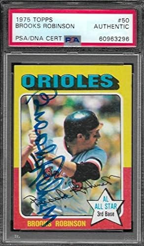 Brooks Robinson Autograph assinado 1975 Topps Baltimore Orioles Cartão 50 - PSA/DNA - Baseball