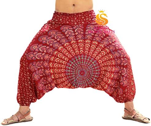 Sarjana Handicrafts Mens Womens Rayon Mandala bolsos de harém de peças de ioga Drop Crotch Trousher