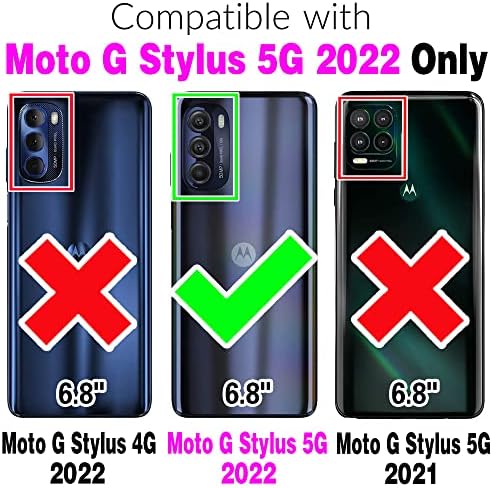 Compatível com Motorola Moto G Stylus 5G 2022 Caixa da carteira e protetor de tela de vidro