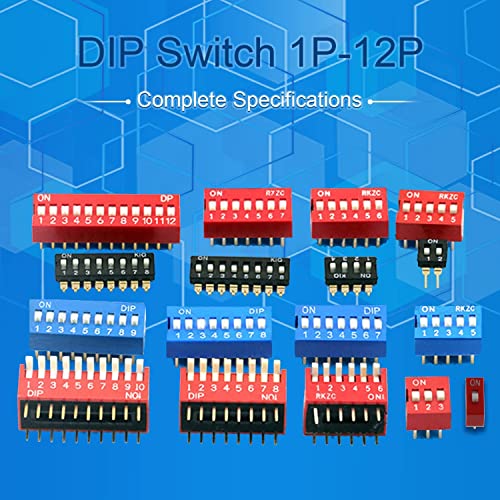 Bettomshin 5pcs Blue Dip Switch Horizontal Togle 1-8 Posições de 2,54 mm para o circuito Pão
