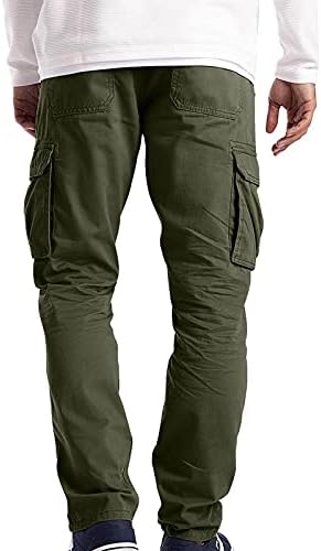 Wenkomg1 calça de carga folgada para homens esportivos de pesca trabalham as calças elásticas da perna reta de calças