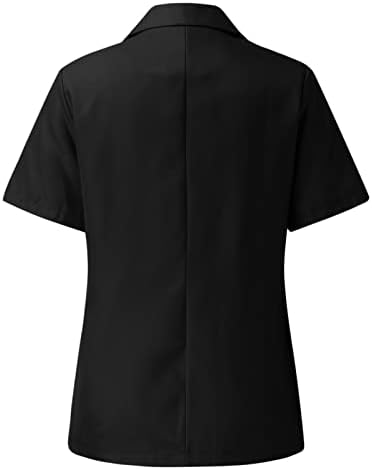 Mulheres casuais sólidos botão único de lapela de manga curta Slim Suit de temperamento Blazers Casaco para o trabalho