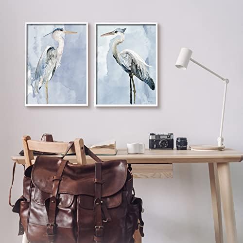 Stuell Industries Heron Birds Standing Blue Sky Sky Watercolor Painting, Design by Stellar Design Studio