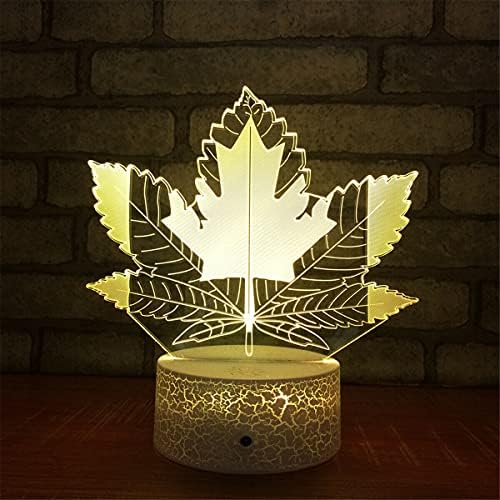 3D Maple Leaf Night Light Led Touch Decor Decor mesa mesa de ilusão óptica Lâmpadas 7 luzes de cor Luzes