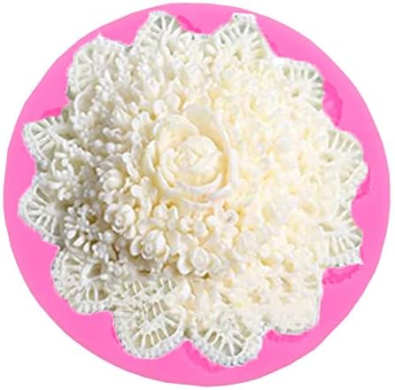 Molde de silicone de flor de renda para vela, sabão, fondant, decoração de bolos, chocolate, doce,