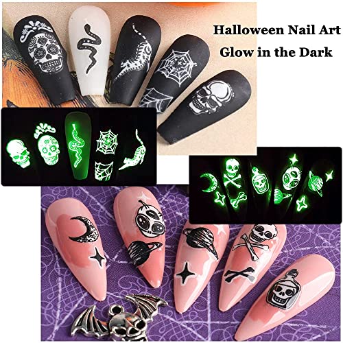 Adesivos de arte de halloween unhas, decalques de unhas de Halloween luminos