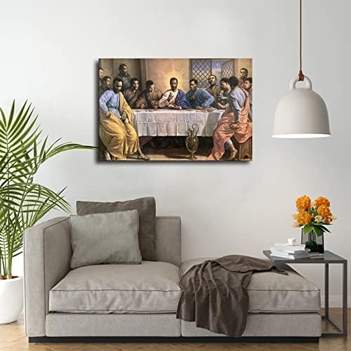 Afro -americano Black Jesus Cristo Last Supper Canvas Art Modern Home Bedroom Decoração Estética Inspirador Poster