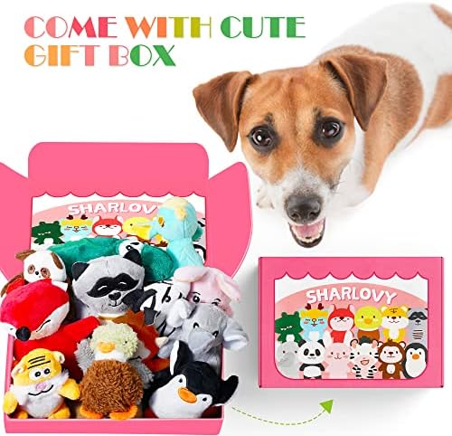 Sharlovy Dog Toys Squeaky para cães pequenos, brinquedos de cachorrinho de animais de pelúcia, brinquedos de