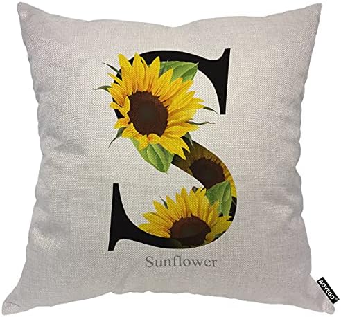 Aoyego letra s alfabeto com travesseiro de arremesso de girassol capa de travesseiro floral Botânico