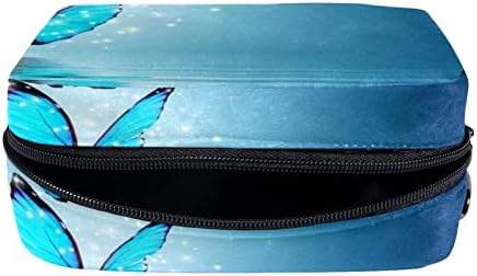 Bolsa de maquiagem tbouobt bolsa de bolsa cosméticos bolsa bolsa com zíper, padrões modernos borboleta azul