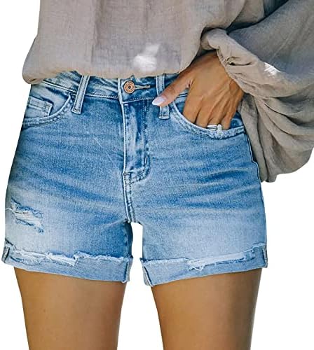 Miashui Olive Roupos para mulheres shorts altos buracos de jeans de jeans de calça esticada cintura mulheres