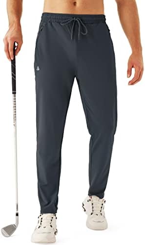 Calças de golfe estriadas masculinas com zíper com bolsos de zíper esbelto para a pás de moletom atlético para