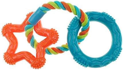 MPP corda 'n anéis Dog Toys dental Star Flexible Rubber & Ring 8 Pick Orange ou Blue