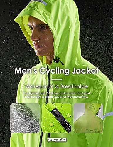 Jaqueta à prova d'água de ciclismo masculina da TSLA, quebra -vento refletivo, jaquetas de chuva de bicicleta
