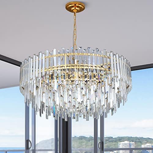 Iluminação de lustre de cristal de ouro de LT-vt 31 '' para salas de jantar quartel hall de entrada teto pendente