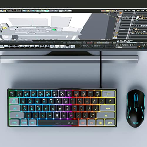Addtree 60% Teclado de jogo com fio, teclado de mini -backlit RGB, teclado à prova d'água 61 para PC/Mac