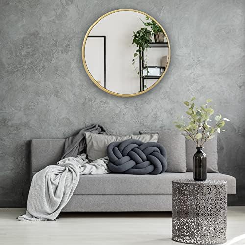 Sany Dayo Home Round Mirror de 24 polegadas Montagem de parede de vidro real espelho de moldura de metal dourado