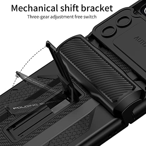 Dihkesix Armour Case para Samsung Galaxy Z Flip 4, Proteção de dobradiça magnética e capa de câmera deslizante