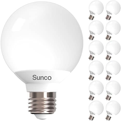 Sunco 12 Pack Vanity Globe Bulbs G25 LED para espelho de banheiro 40W Equivalente 6W, 4000k Legal