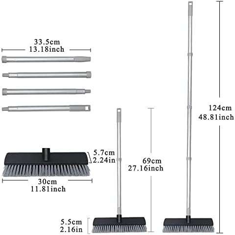Serety Push Broom Floor Scrub Brush, alça de metal de 42 Longo Certa dura Brush Deck Brush Floor para ao