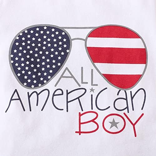 Sunwittafy, 4 de julho, roupas de bebê de menino American Boy Boy Short Sleeve T-shirt Flitura STAR STAR SURTE
