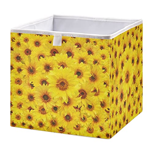 Girassol com cubos de armazenamento de cubos de flores cubos de armazenamento dobrável cesta de brinquedos à prova