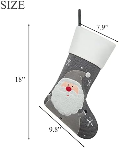 Jiulixiang cinza Kit de meias de Natal de 4 meias de natal de malha pendurando meias com Papai Noel, boneco