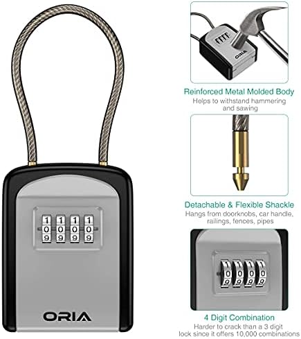 Caixa de bloqueio de chave da ORIA, caixa de trava de 4 dígitos Caixa de bloqueio Caixa segura, 5 teclas Capacidade
