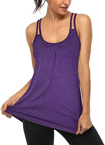 Blevonh Womens Yoga Workout Racerback Tops Tops Spaghetti Strap Flowy Top Top Fit