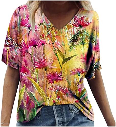 Tampas para mulheres plus sizes verão 2023 camisas de impressão floral Camisas casuais T Túnicas de manga
