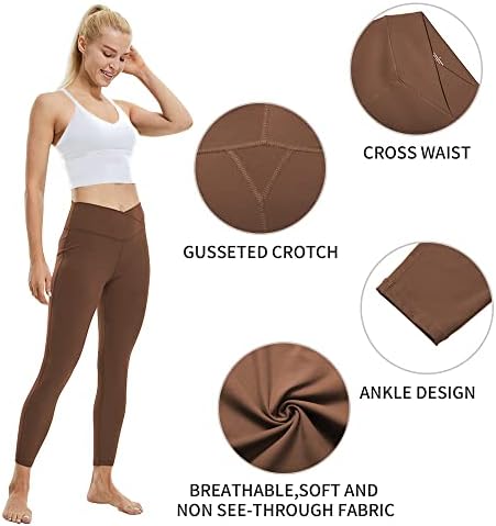Seajojo Crossover leggings para mulheres amanteigadas Controle de barriga macia Executando calças