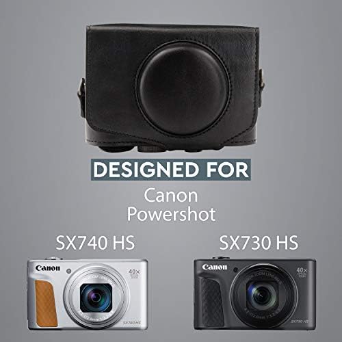 Megagear MG1173 Canon PowerShot SX740 HS, SX730 HS Ever Ready Leather Camera Caso com Strap - Black