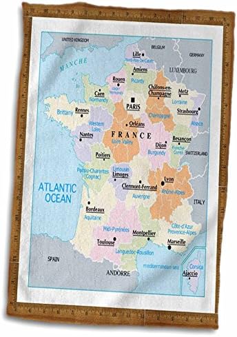 3drose Florene Décor II - Mapa moderno da França com Cities.jpg - toalhas