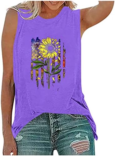 American Flag Sunflower Shirts Feminino Camisetas dos EUA