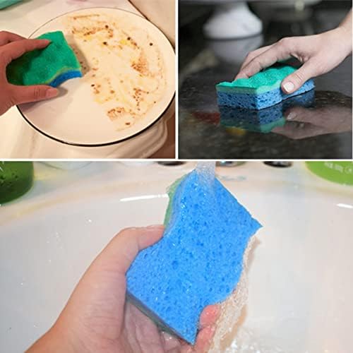 Upkoch esponja 4pcs vasos aleatórios cor de cor de cozinha esfrega dupla face para utensílios de utensílios