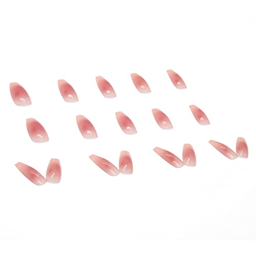 Longo rosa gentil unhas falsas cola em unhas falsas, manicure artificial de dedos, unhas falsas reutilizáveis