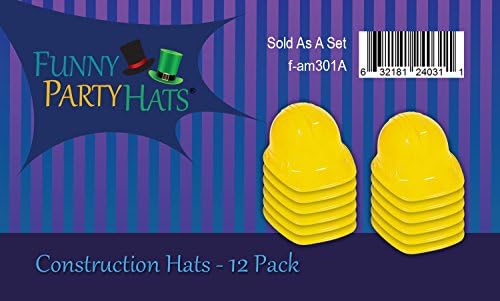 Chapéus de festa engraçados chapéu de construção amarelo para adultos - 12 chapéus de construtor