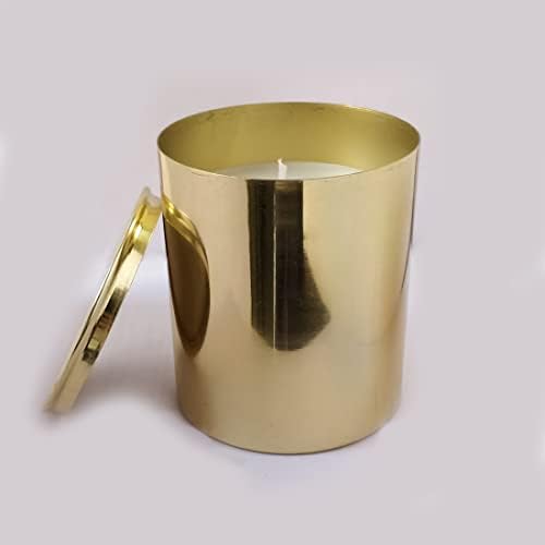 Guru Jee ™ Metallic Gold Metal Metal Pote de vela perfumada | Cera de soja premium sem fumaça,
