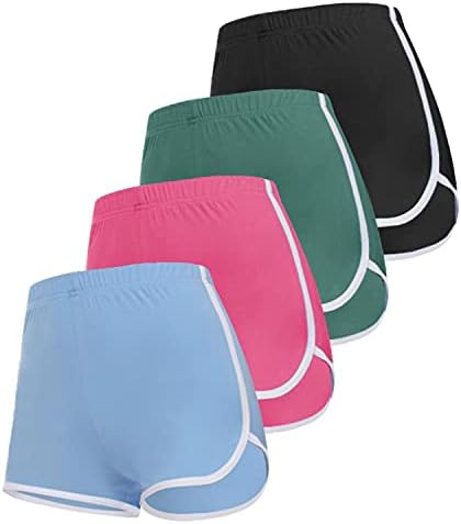 4 shorts de embalagem para mulheres - esportes de dança curta treino de verão shorts atléticos
