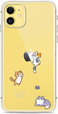 Fancycase iPhone 11 Case -Design de gato de corte adorável Cartoon Animal Pattern Flexible TPU Protetive Clear Case