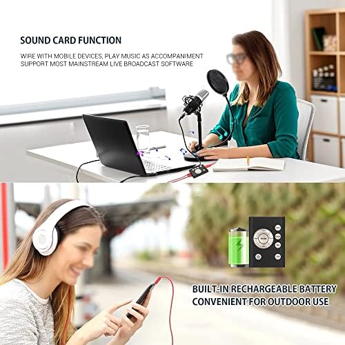 YTYZC Mini Som Sound Card Changer Efeitos sonoros Cartão de áudio Máquina suporta Smartphone Computer para