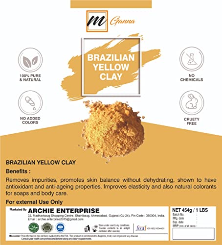 mganna natural de argila amarela brasileira em pó para antienvelhecimento e firmamento da pele, cremes