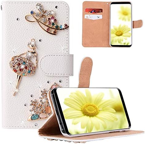 Artfeel Diamond Wallet Case para Samsung Galaxy A52 com protetor de tela, luxuoso Caso de couro com suporte de cartão 3D Madeiras artesanais de salto alto