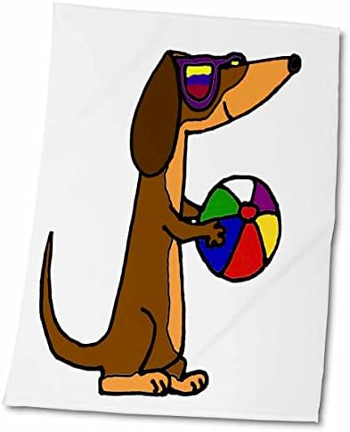 3drose legal engraçado Dachshund Dog com óculos de sol e bola de praia - toalhas