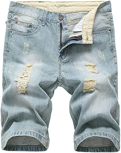 Os shorts masculinos de Ymosrh masculinos rasgaram calças curtas de lazer de verão de jeans
