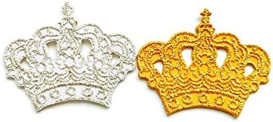 O conjunto de 2 minúsculos. Mini Princess Gold e Crown Silver Cost Ferro em apliques bordados para